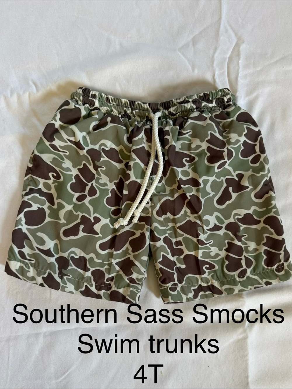 Boys' Green Camo Swim Shorts